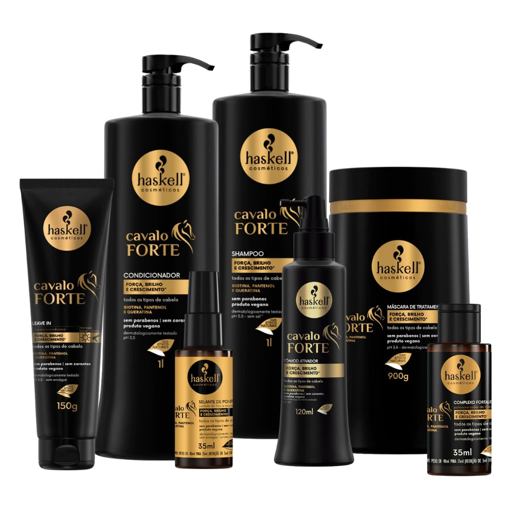 Kit Haskell Cavalo Forte Sh Cond 1 Litro Másc 900g (7 Itens)