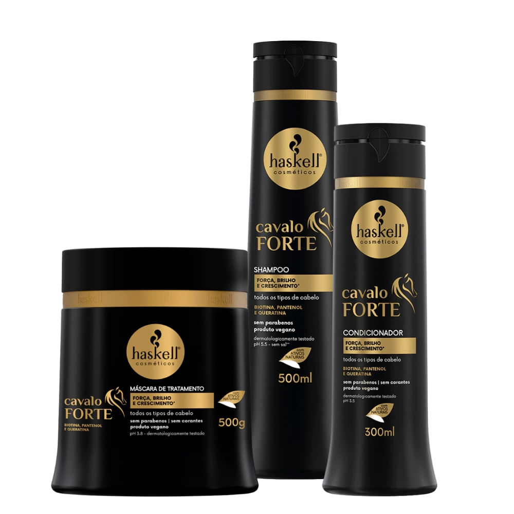 Kit Haskell Cavalo Forte Sh 500ml Cond 300ml Mascara 500g