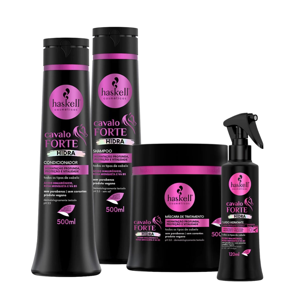 Kit Haskell Cavalo Forte Hidra 4 Itens (500/120mL)