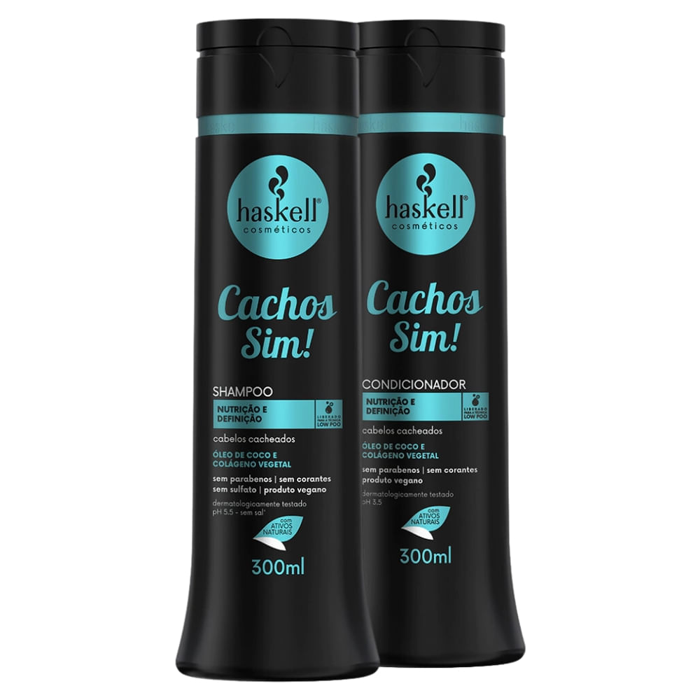 Kit Haskell Cachos Sim! Shampoo e Condicionador 300ml Cabelos Cacheados