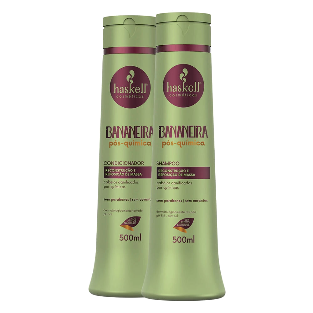 Kit Haskell Bananeira Pós-Química Shampoo e Condicionador 500ml