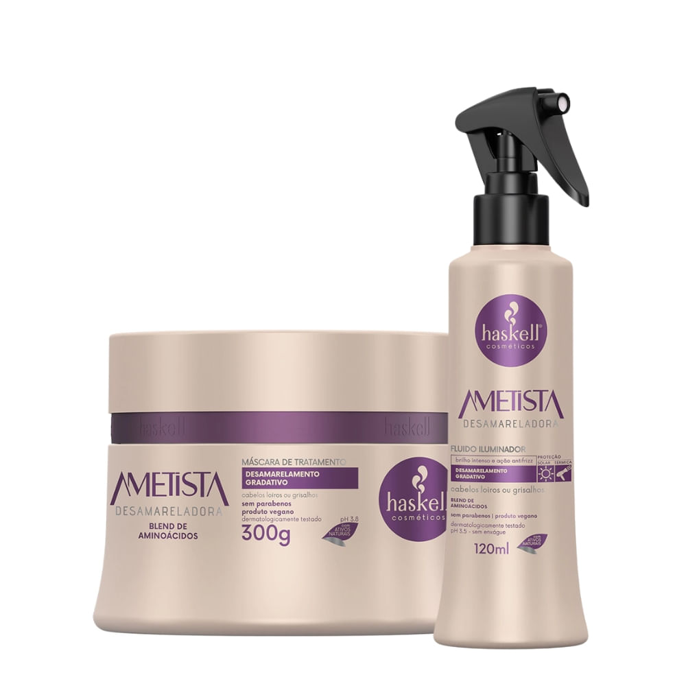 Kit Haskell Ametista Desamarelador Mascara 300g e Fluido Iluminador 120ml