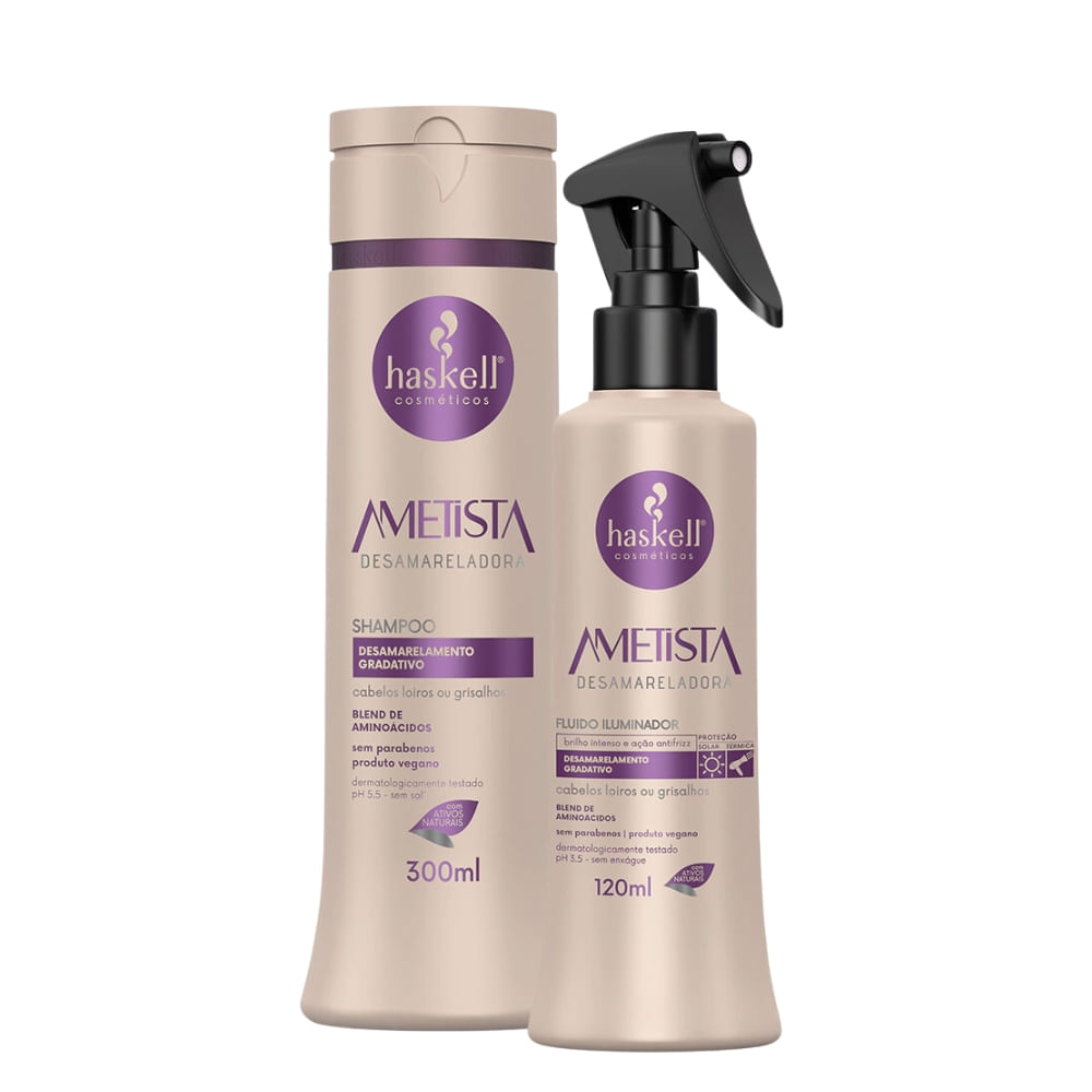 Kit Haskell Ametista Desamarelador Shampoo e Fluido Iluminador (300/120mL)