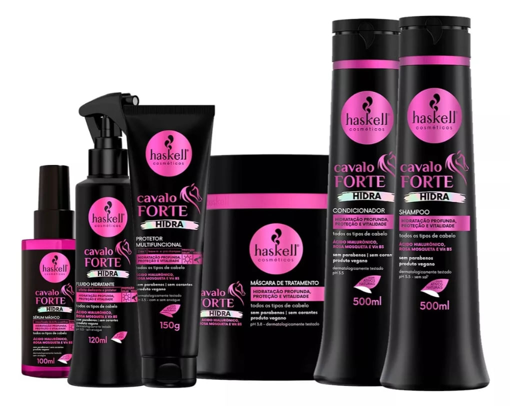 Kit Completo Haskell Cavalo Forte Hidra 500ml
