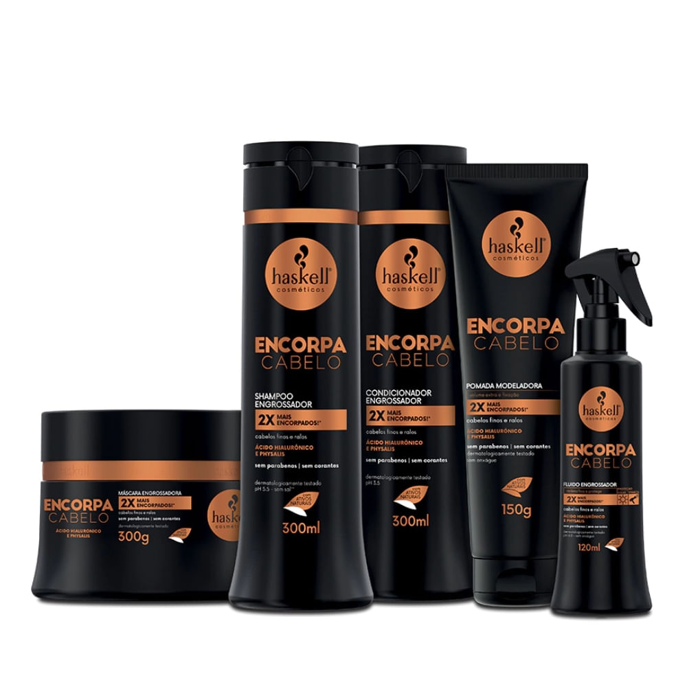 Kit Completo 5 Itens Haskell Encorpa Cabelo 300ml