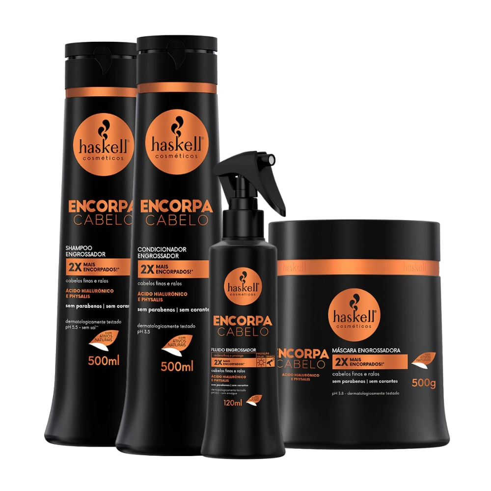 Kit Completo Encorpa Cabelo Haskell 4 Itens 500mL/g