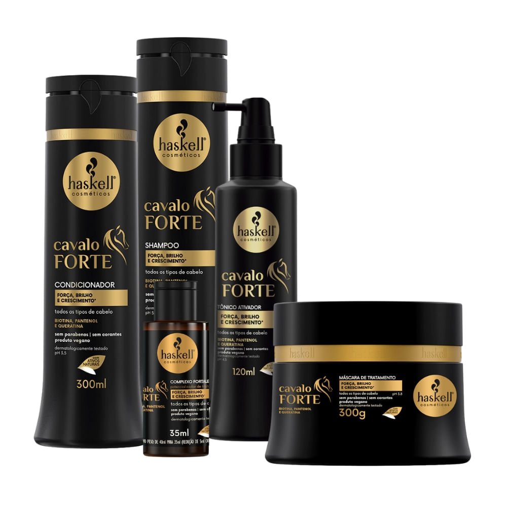 Kit Cavalo Forte Haskell 300mL Sh Cond Másc Tônico Complexo
