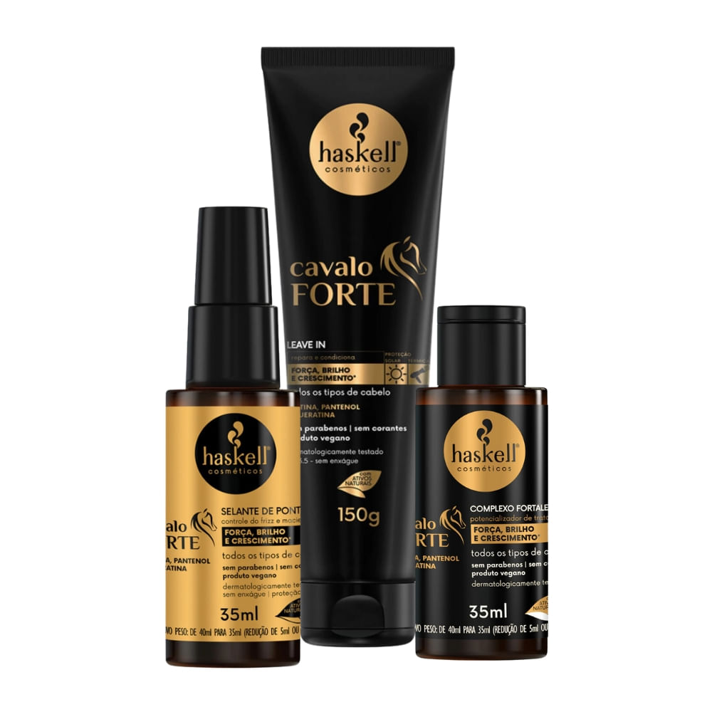 Kit Cavalo Forte 3 Itens Complexo + Selante + Leave-in