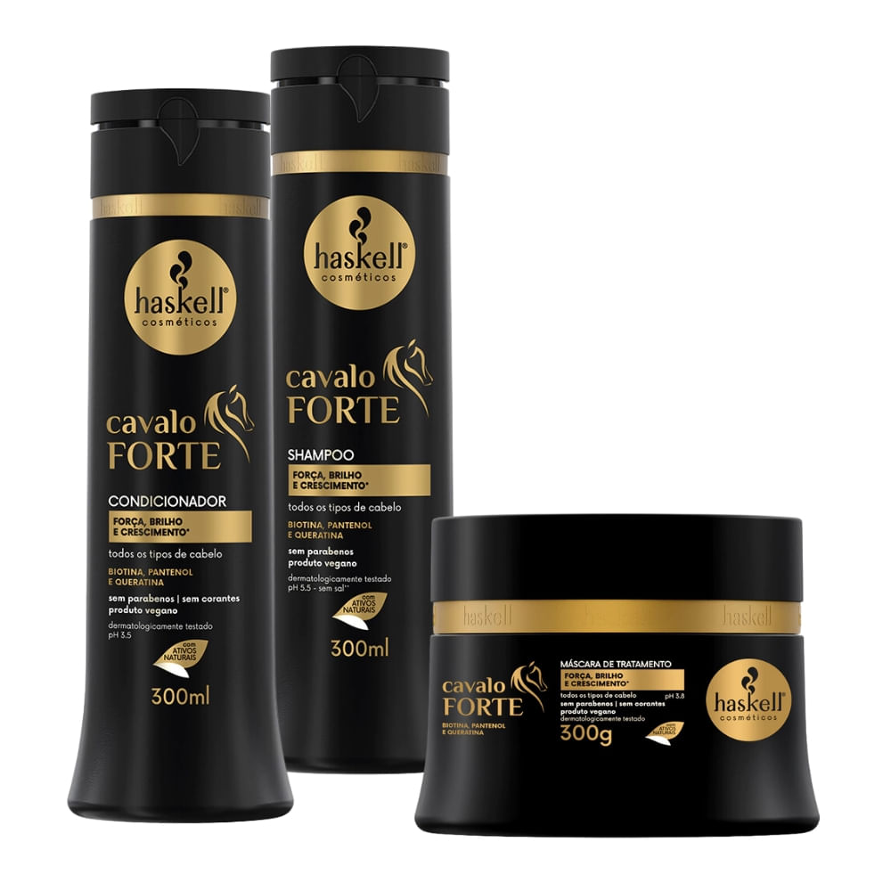 Kit Cavalo Forte Haskell Shampoo, Condicionador e Máscara (300ml/g)