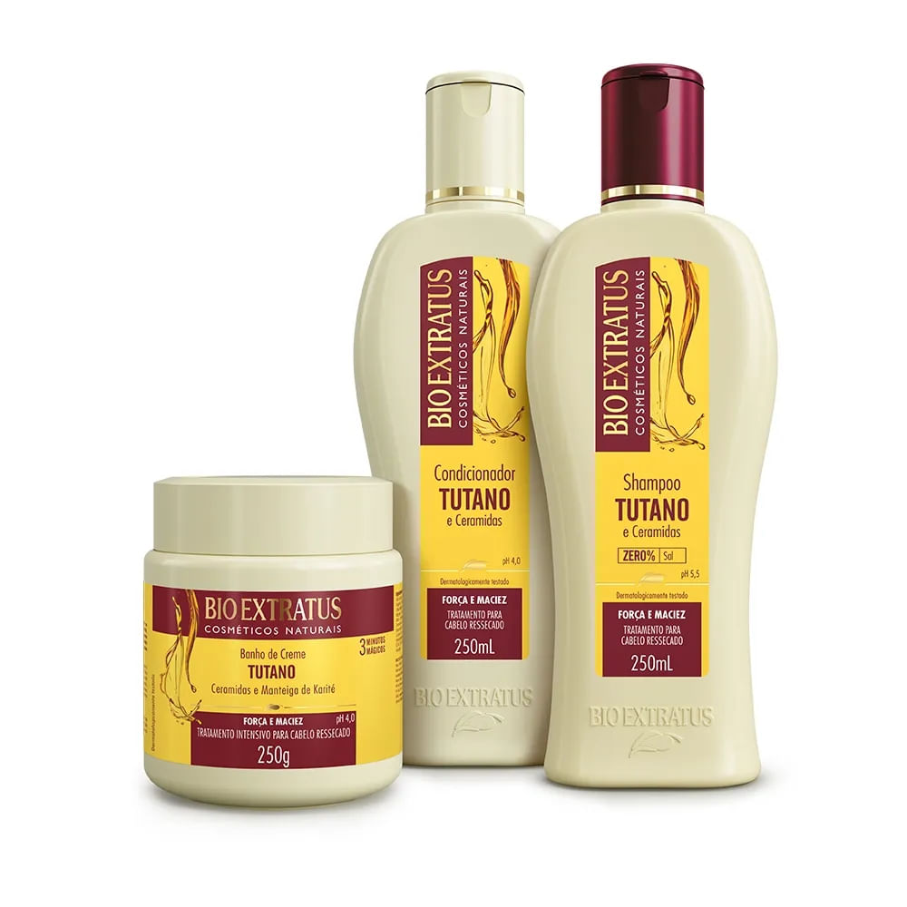 Kit Bio Extratus Tutano Shampoo Condicionador Banho de Creme 250ml/g