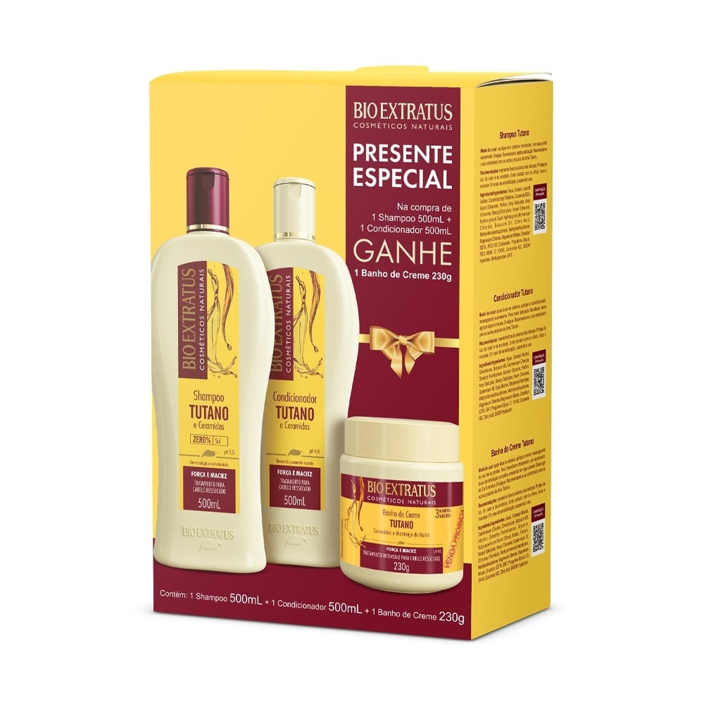 Kit Bio Extratus Tutano Shampoo 500ml + Condicionador 500ml + Creme De Tratamento 230g