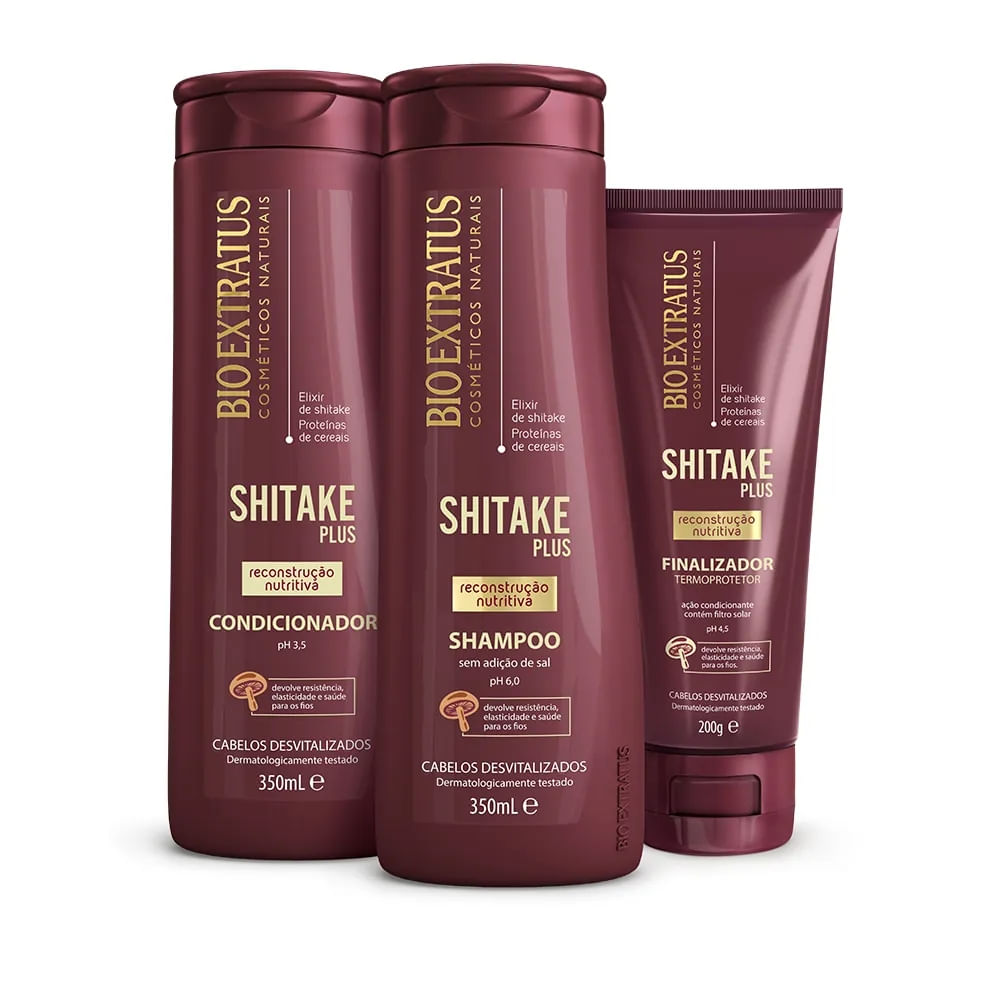 Kit Bio Extratus Shitake Plus Shampoo Condicionador Finalizador