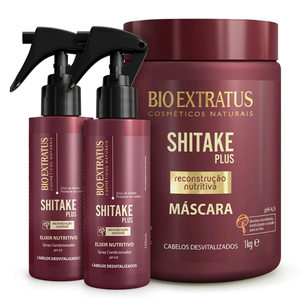 Kit Bio Extratus Shitake Plus Máscara 1Kg e Elixir Nutritivo