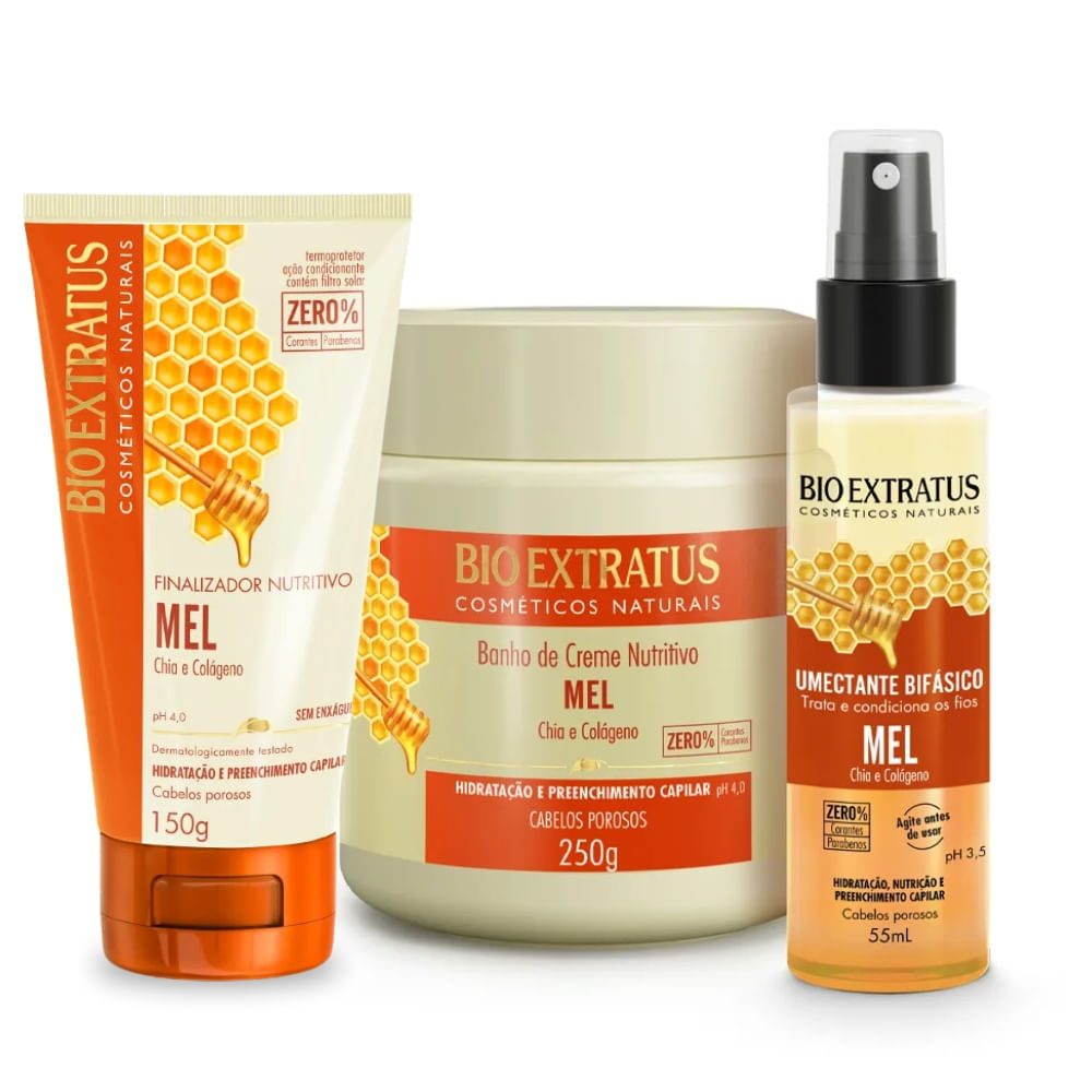 Kit Bio Extratus Mel Máscara 250g + Finalizador + Umectante
