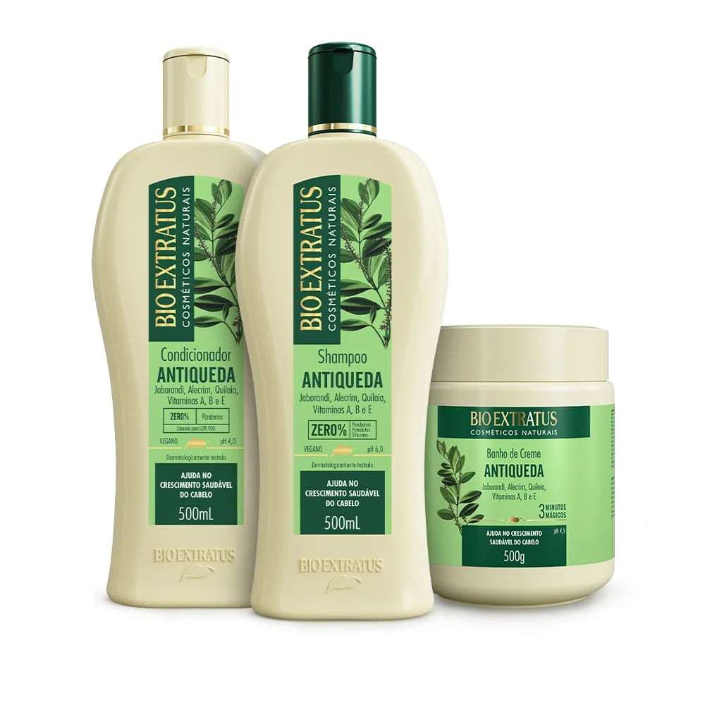 Kit Bio Extratus Jaborandi Antiqueda Shampoo Condicionador Máscara 500mL/g