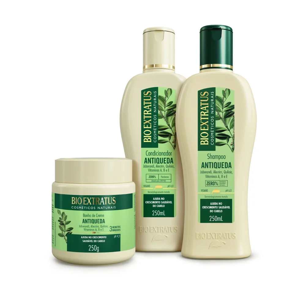 Kit Bio Extratus Jaborandi Antiqueda Shampoo Condicionador Máscara 250mL/g