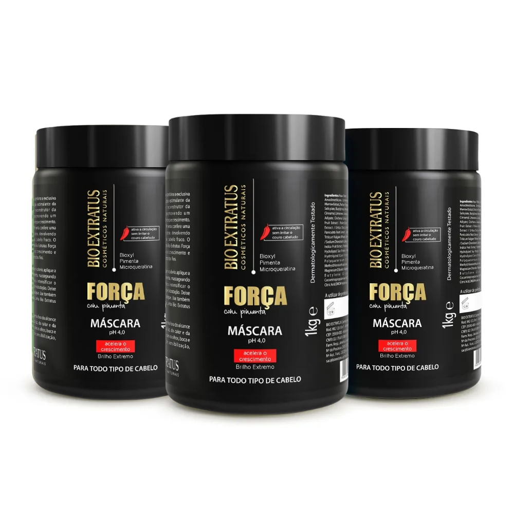 Kit Bio Extratus Máscara Força com Pimenta 1Kg 3 Itens