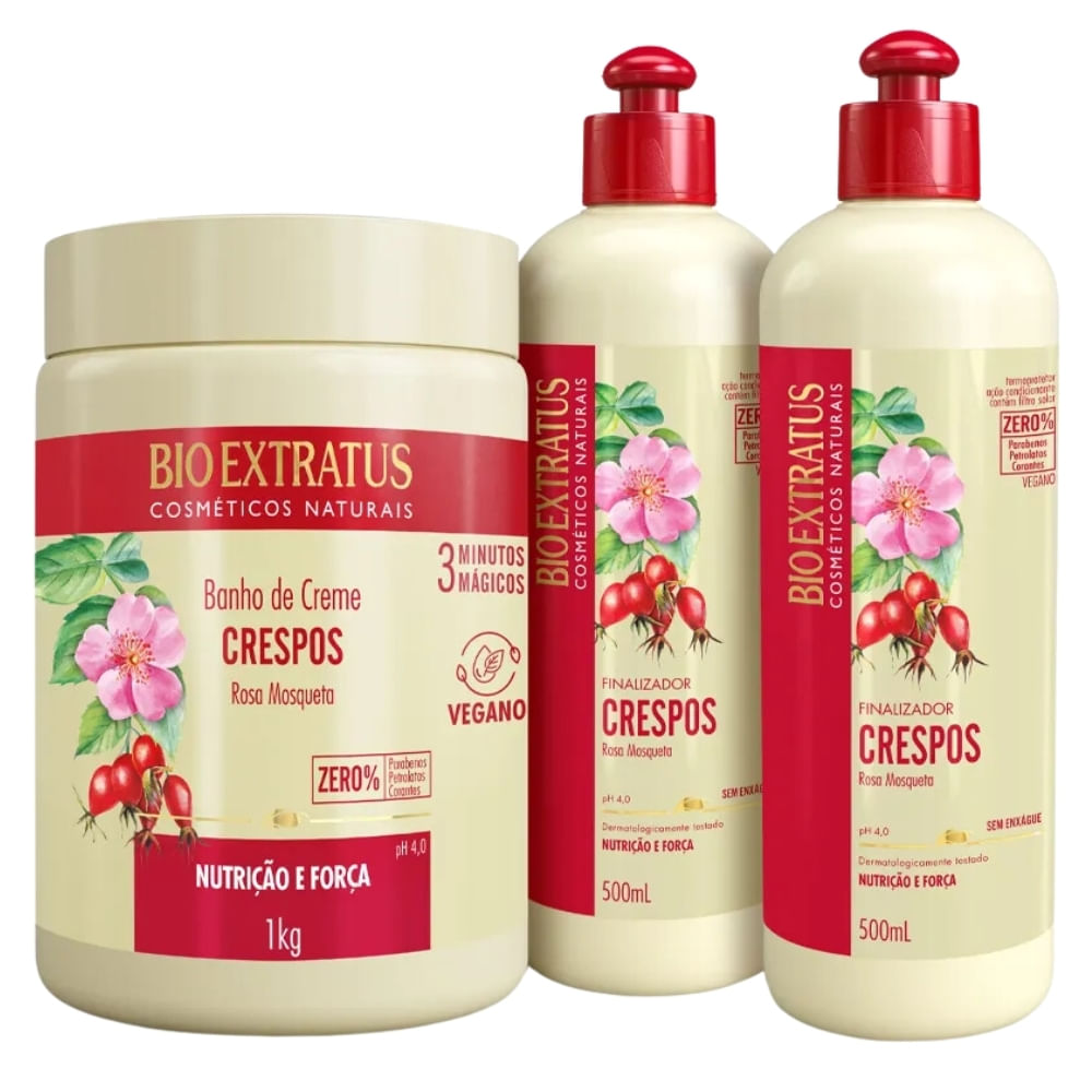 Kit Bio Extratus Crespos Banho de Creme 1Kg + 2 Finalizadores 500mL/g