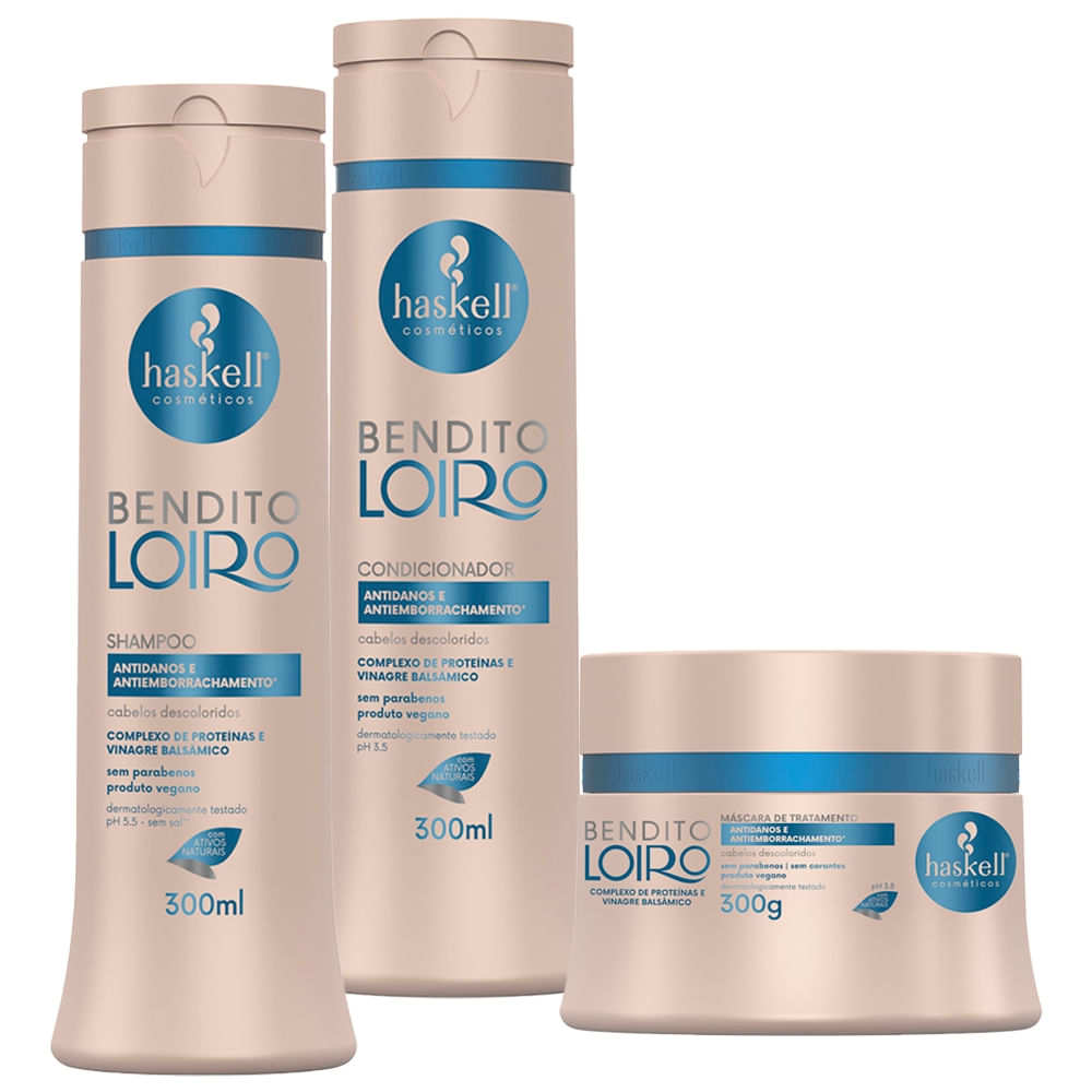 Kit Bendito Loiro Haskell Shampoo + Cond. + Máscara 300ml/g