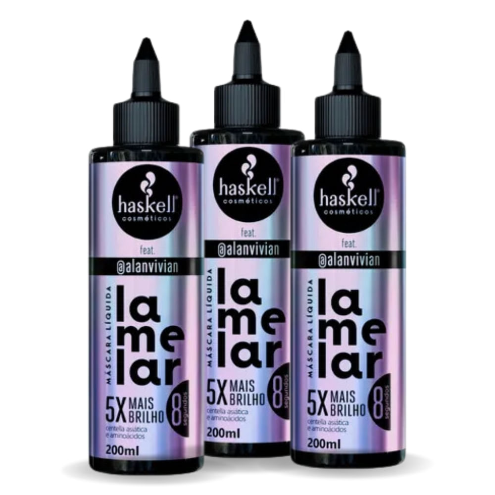 Kit 3 Máscara Líquida Haskell Lamelar 5X Mais Brilho 200mL
