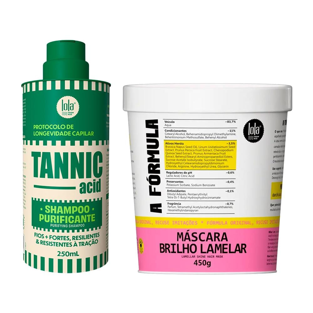 Kit Lola From Rio Tannic Shampoo 250ml + A Fórmula Máscara 450g