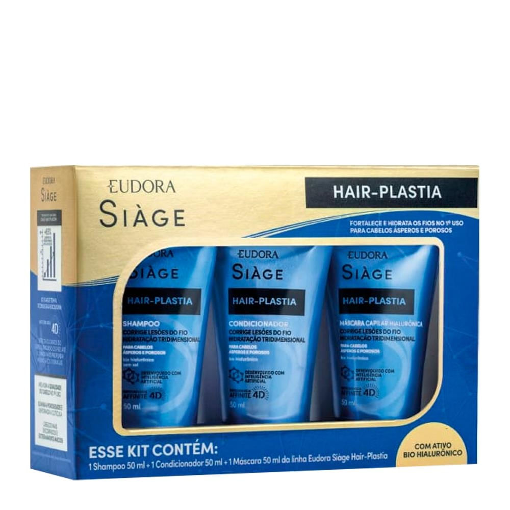 Kit Eudora Siàge Hair Plastia Shampoo 50ml + Comdicionador 50ml + Máscara 50ml