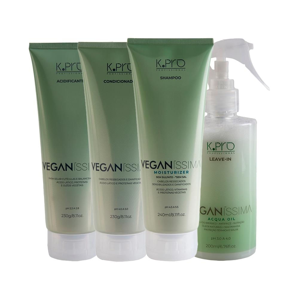 Kit K-Pro Veganissima Shampoo + Cond + Leave-In+Acidificante