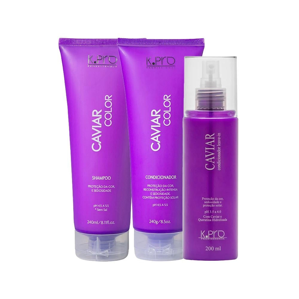 Kit K-Pro Caviar: Shampoo + Condicionador + Leave-In