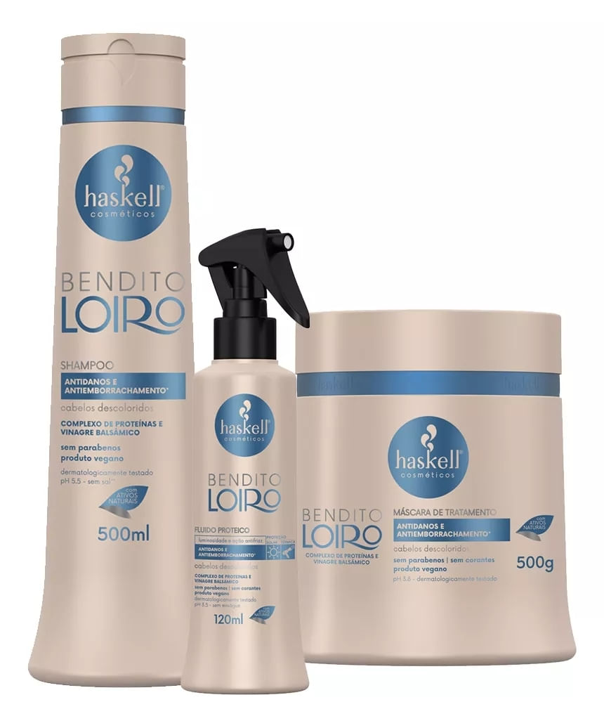 Kit Bendito Loiro Haskell Shampoo + Máscara 500mL/g + Fluído