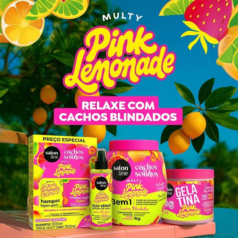 Creme 3 em 1 Cachos dos Sonhos Multy Pink Lemonade Salon Line