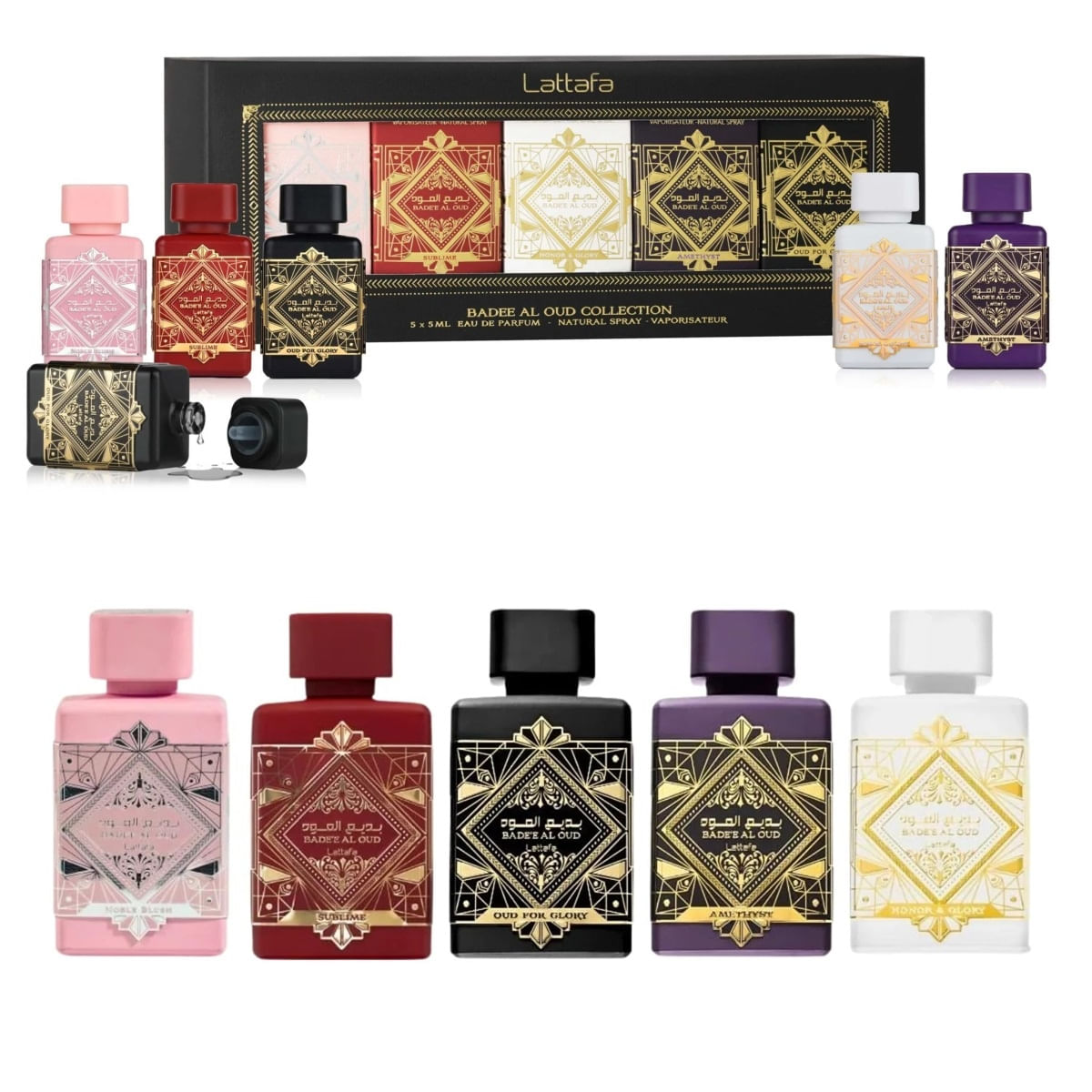 Kit Mini Perfumes Árabes Badee Al Oud Collection Lattafa  - Árabe Feminino EDP 5X5ml