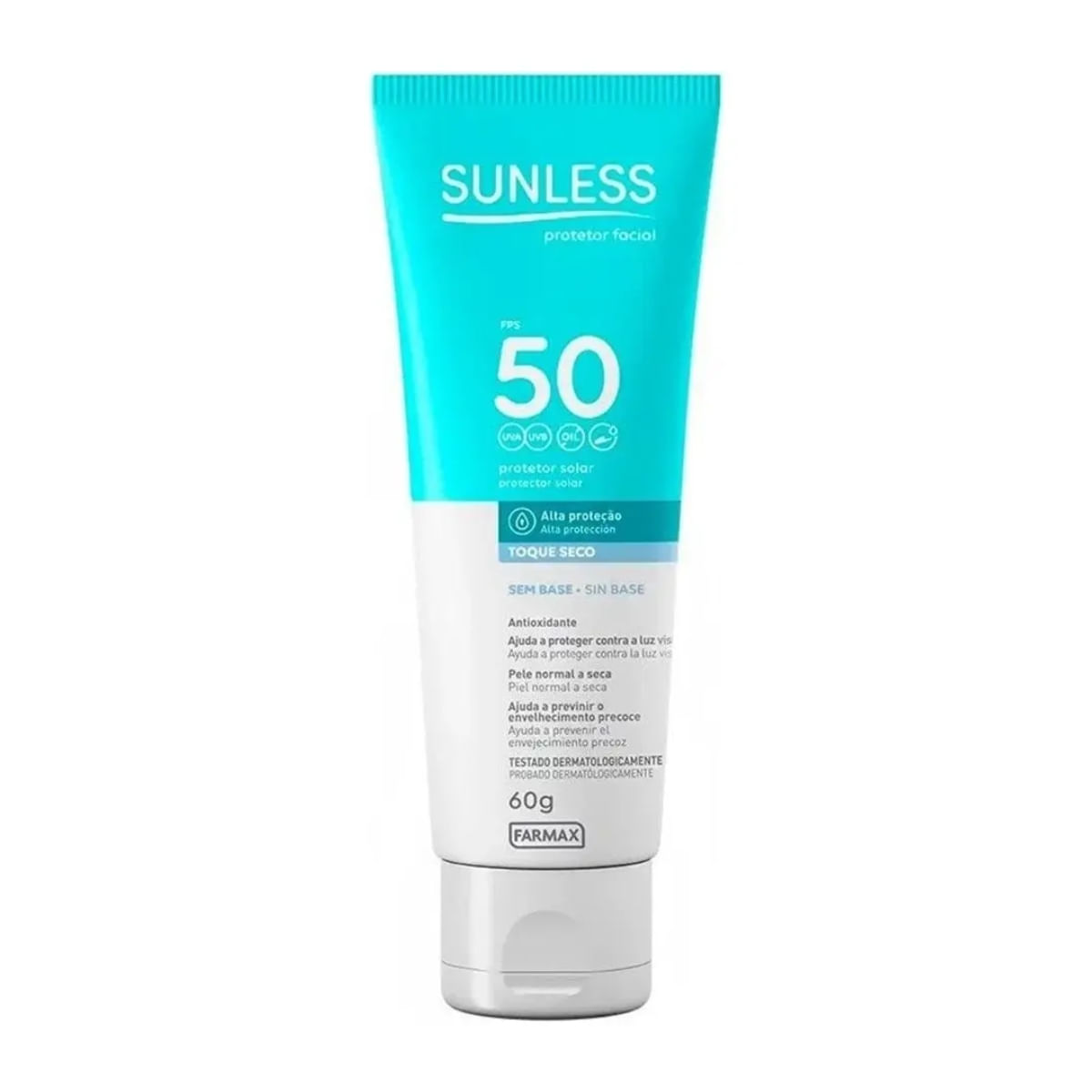 Protetor Solar Facial FPS 50 Sem Base Sunless 60g