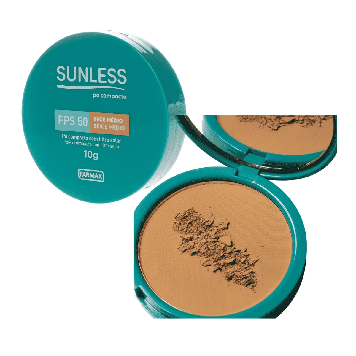 Pó Compacto Com Filtro Solar FPS 50 Bege Médio Sunless 10g