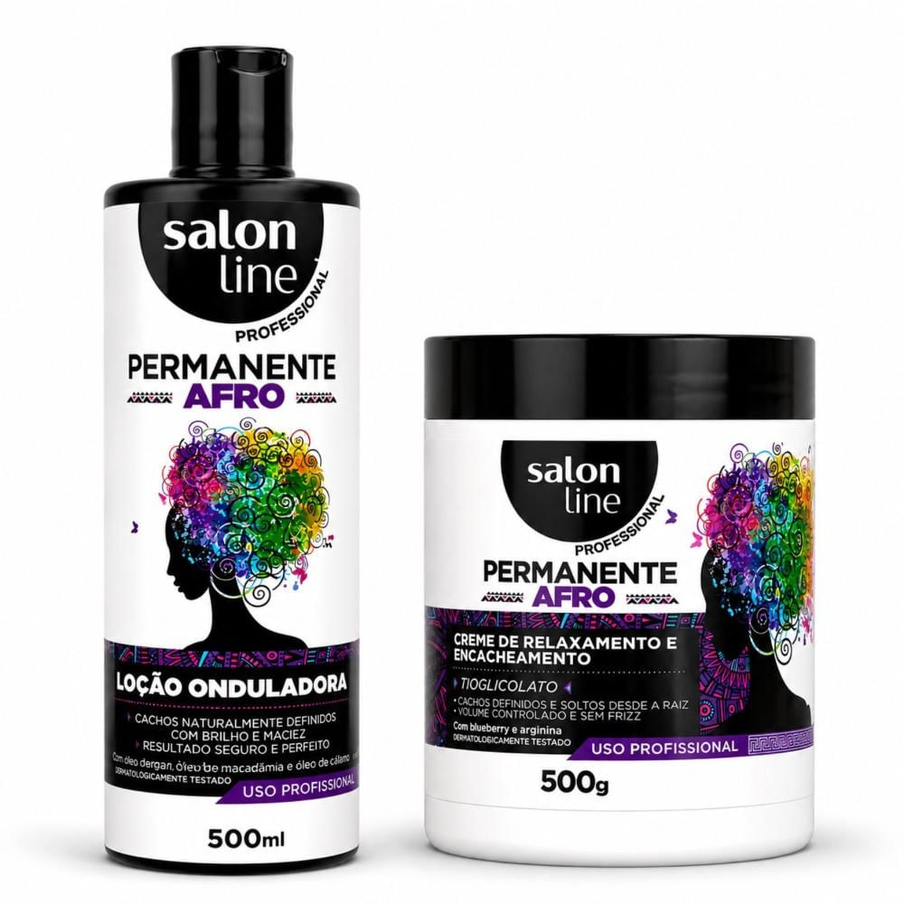 Creme de Relaxamento + Loção Onduladora Permanente Afro Salon Line 500g