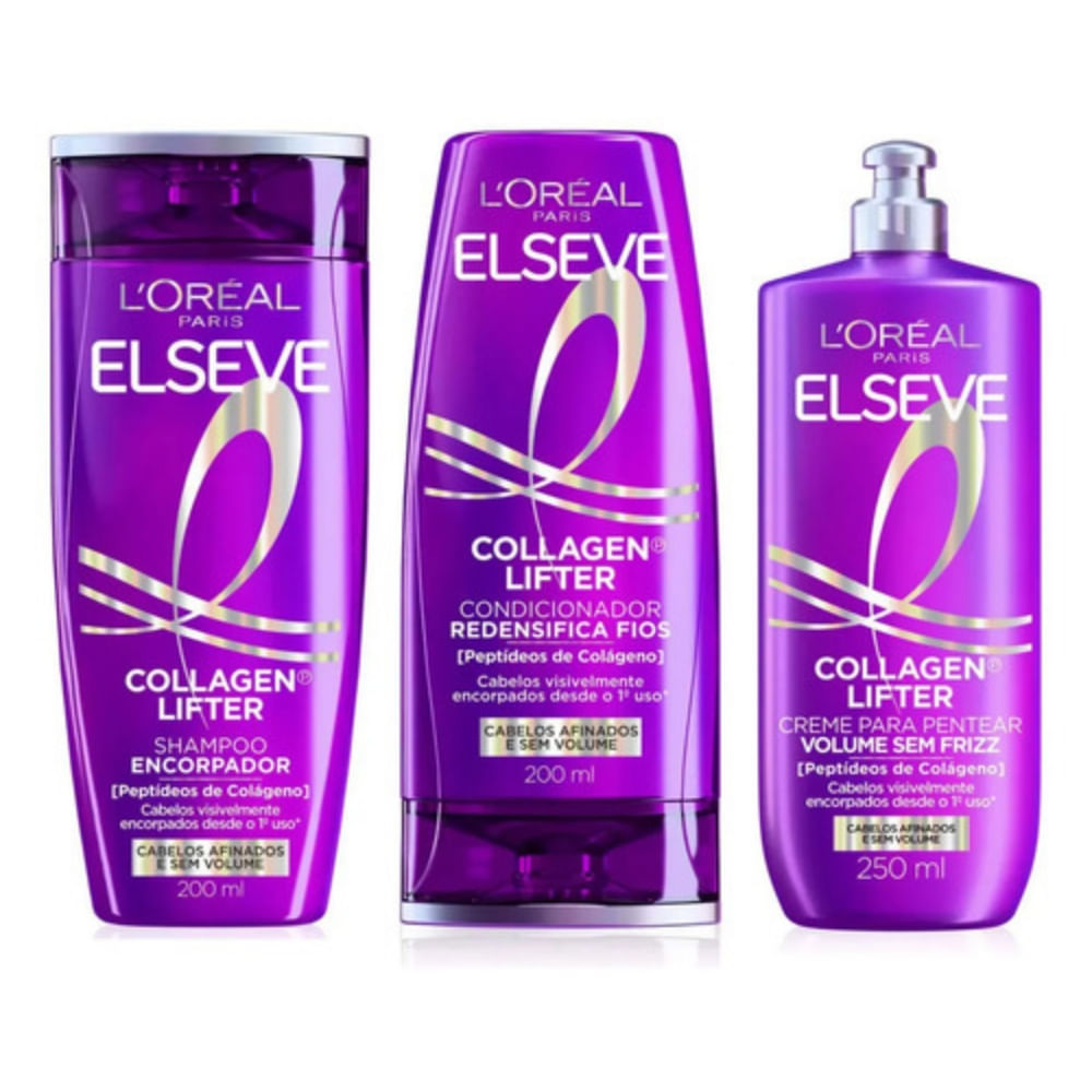 Kit Shampoo + Cond 200Ml + Creme Pentear Elseve Collagen Lifter | Elseve