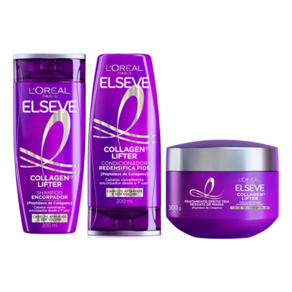 Kit Shampoo + Cond 200Ml + Mascara Tratamento Elseve Collagen Lifter | Elseve
