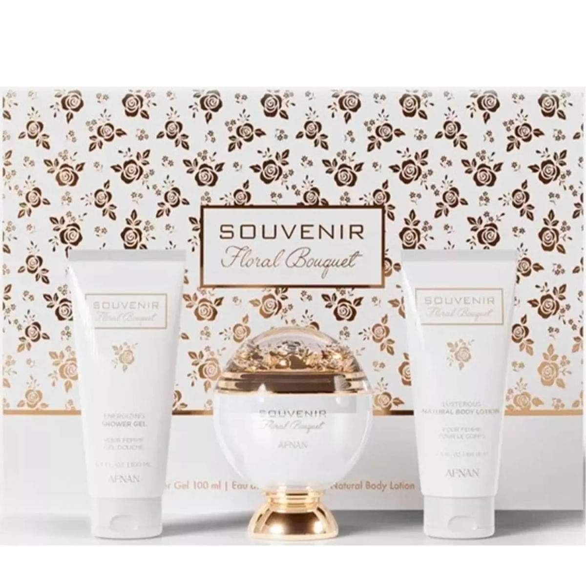 Kit Afnan Souvenir Floral Bouquet Edp 100Ml + Body Lotion 100Ml + Shower Gel 100Ml