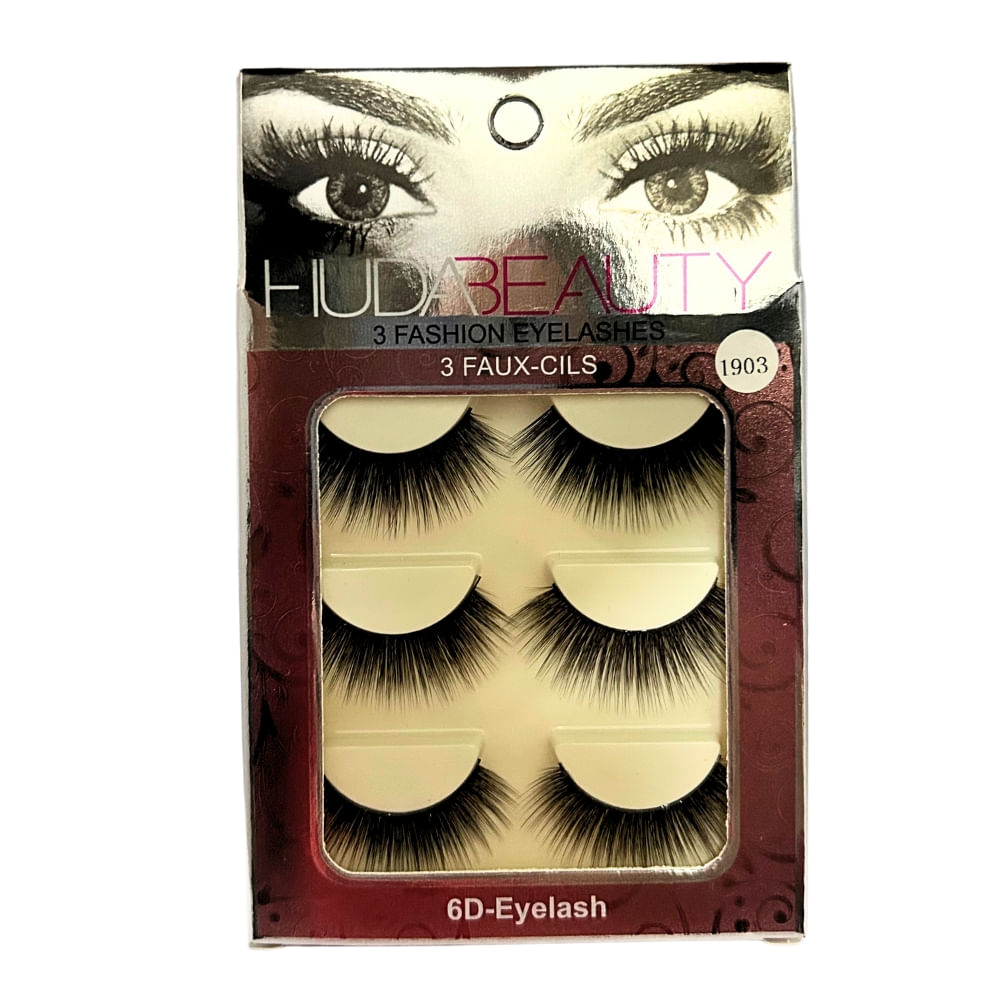 Kit De Cílios Postiços Meily'S Hudabeauty 6D - 3 Pares