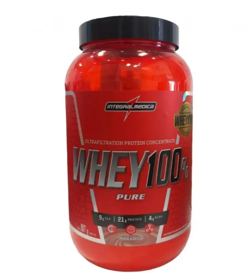 Whey Protein Concentrado 100% Morango 900g Integralmedica