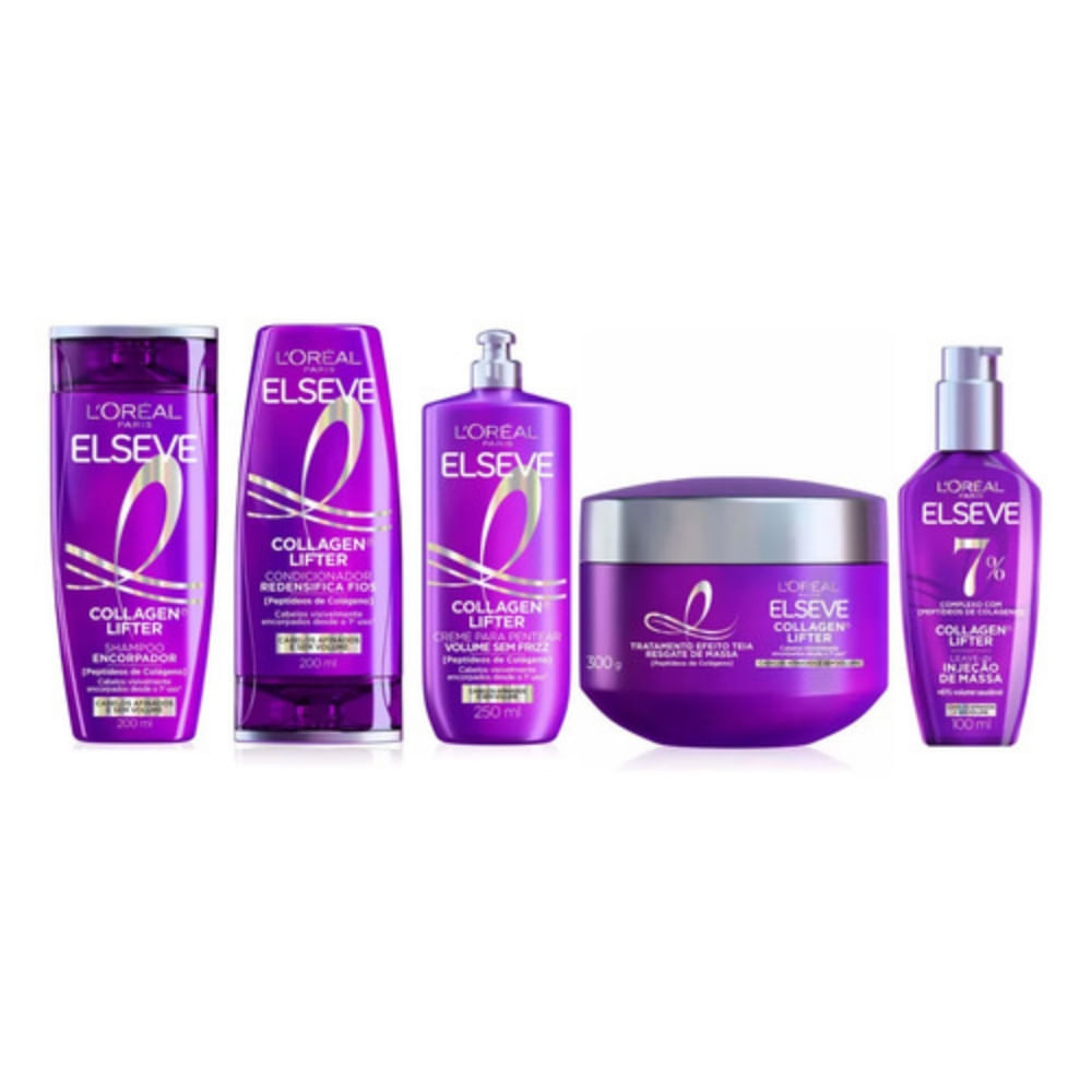 Kit Completo 200Ml + Trat + Leave-In + Creme Elseve Collagen Lifter | Elseve