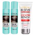 L'Oréal Paris Magic Retouch + Cicatri Renov Kit - Leave-In + 2 Corretivos Capilar Castanho Escuro Kit
