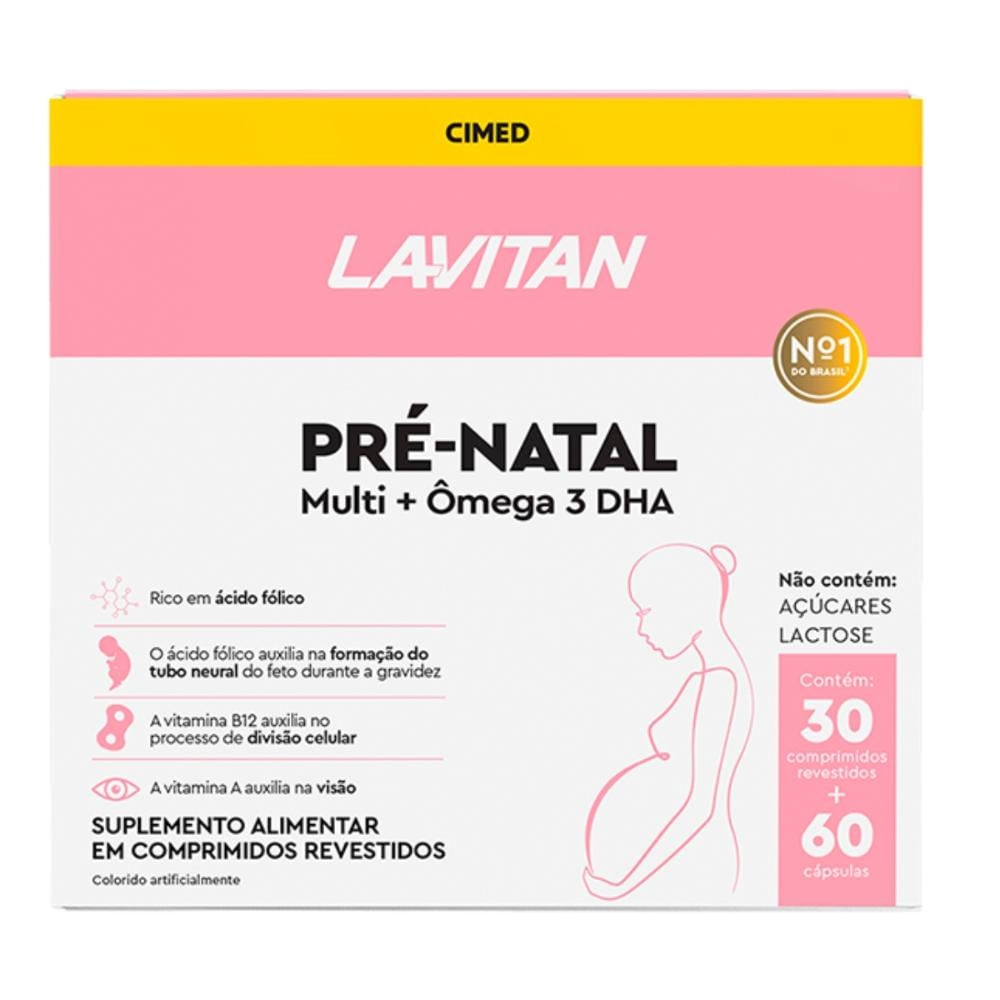 Lavitan Pré Natal Kit Multi + Ômega 3 Dha 30 cpr + 60 cps