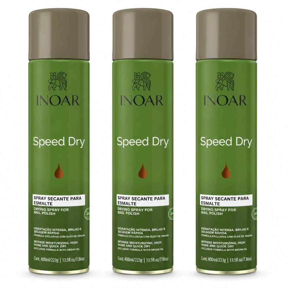 Kit Inoar Spray Secante Para Esmalte Speed Dry 400ml Com 3 Unidades