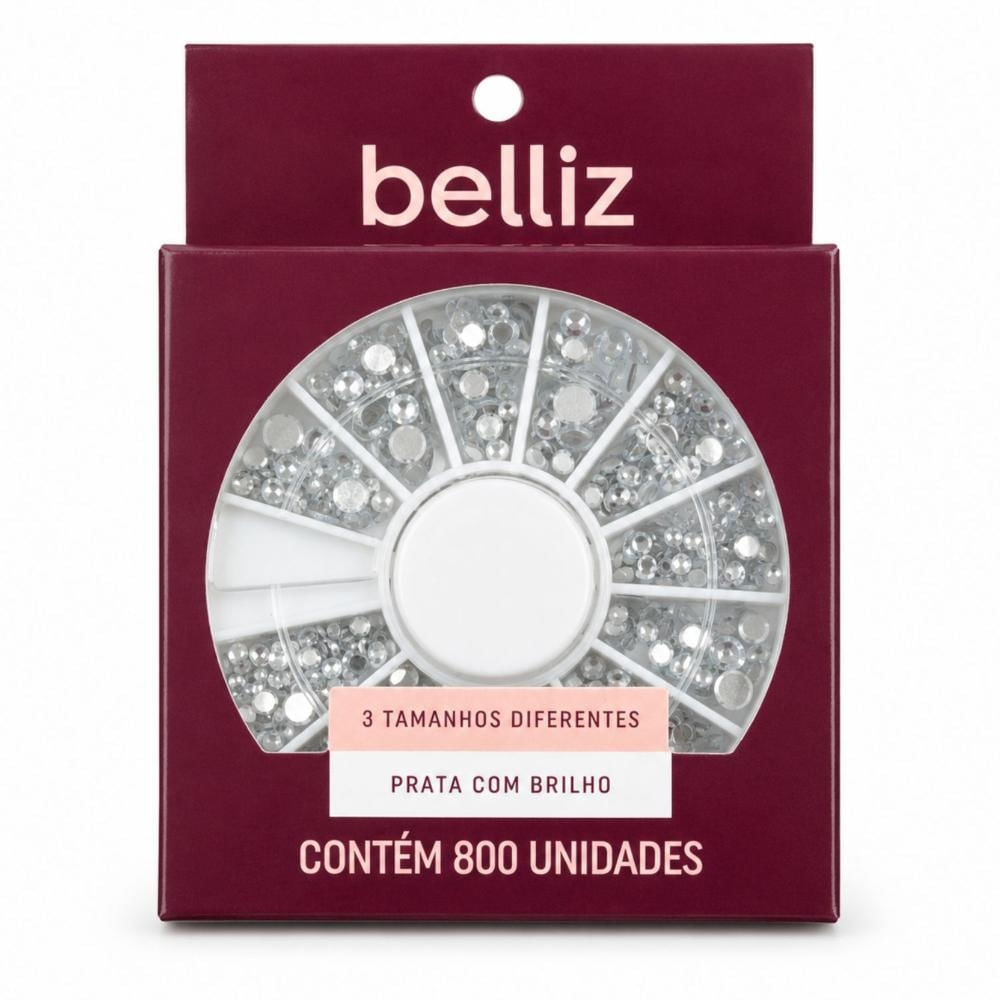 Adereços Para Decoração De Unhas Belliz Prata Com Brilho Com 800 Unidades Cód.: 1299