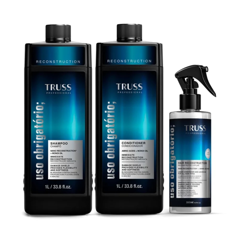 Combo Truss Uso Obrigatório; Shampoo, Condicionador 1L + Spray