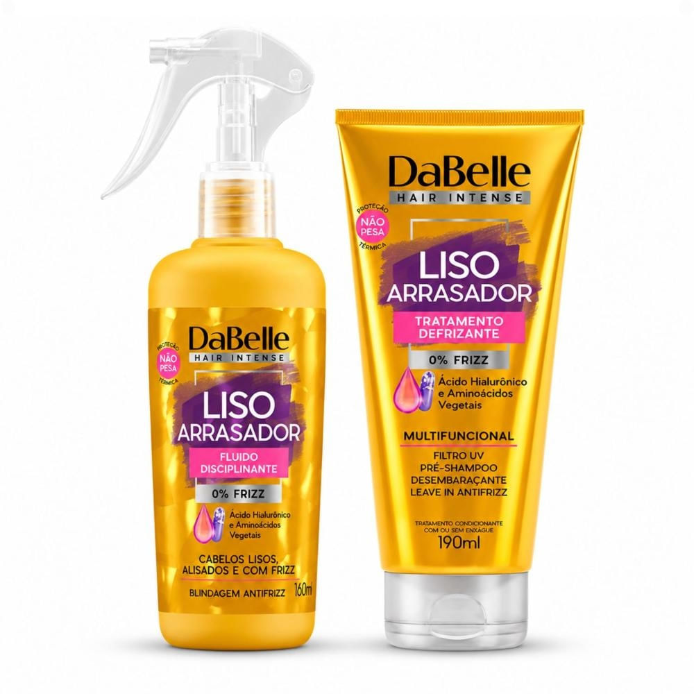 Kit DaBelle Liso Arrasador: Fluido Disciplinante 180 ml + Tratamento Defrizante 190ml