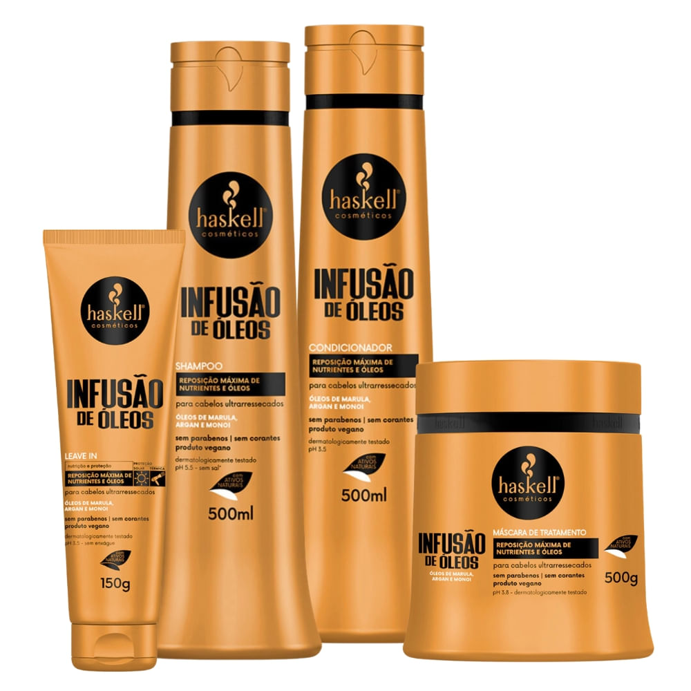 Kit Infusão de Óleos Haskell Sh + Cond. + Máscara + Leave In