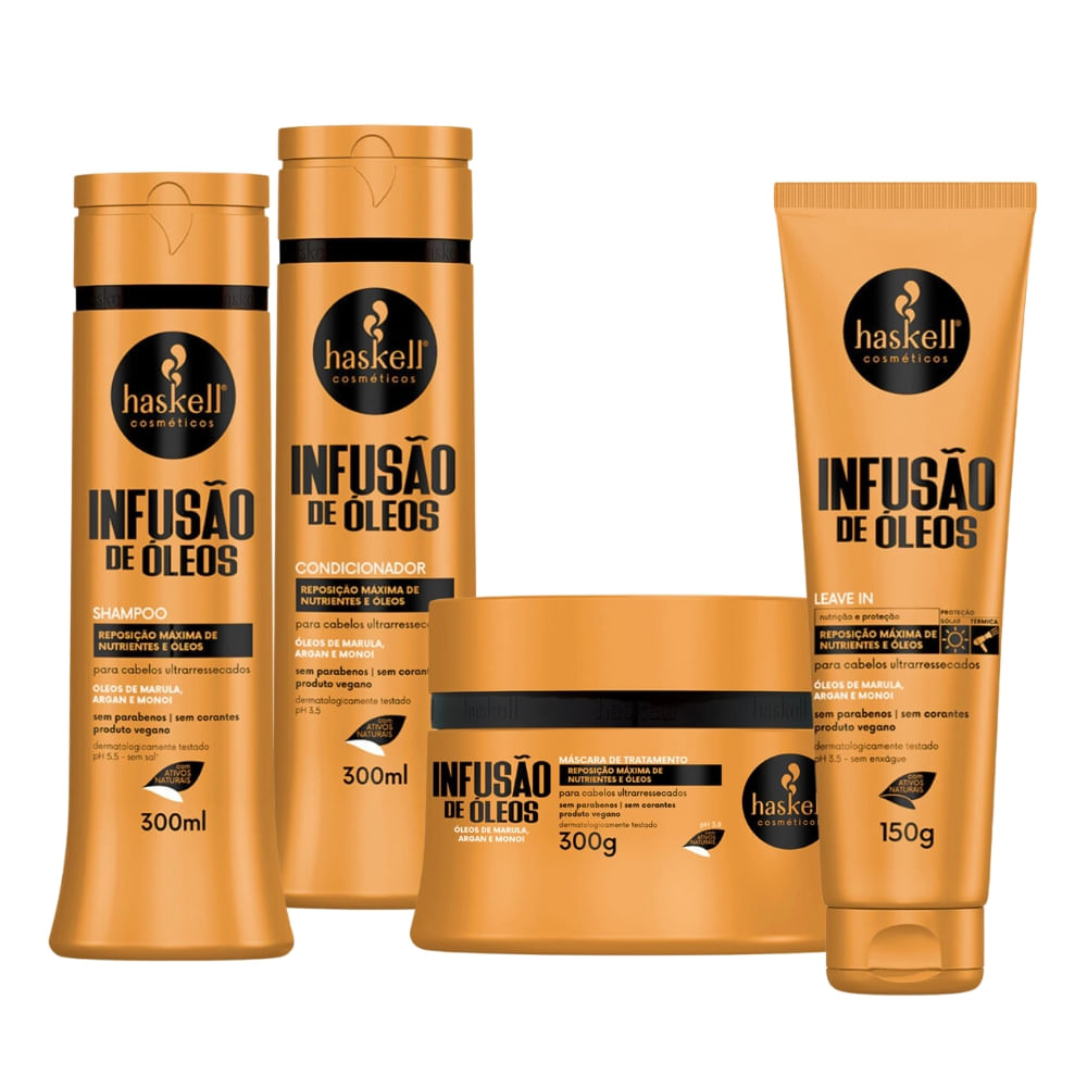 Kit Haskell Infusão de Óleos Sh. Cond + Máscara 300ml + Leave In