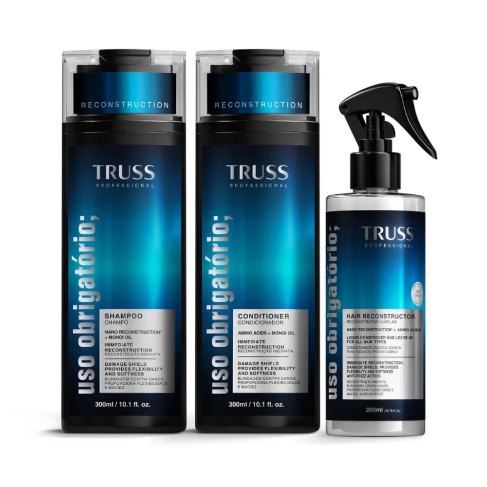 Combo Truss Uso Obrigatório; Shampoo, Condicionador e Spray