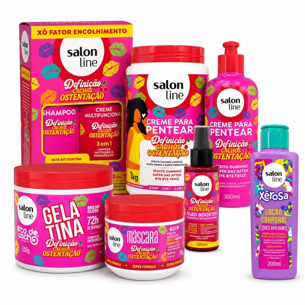 Kit Salon Line Definição Cachos Ostentação Completo + Mimo